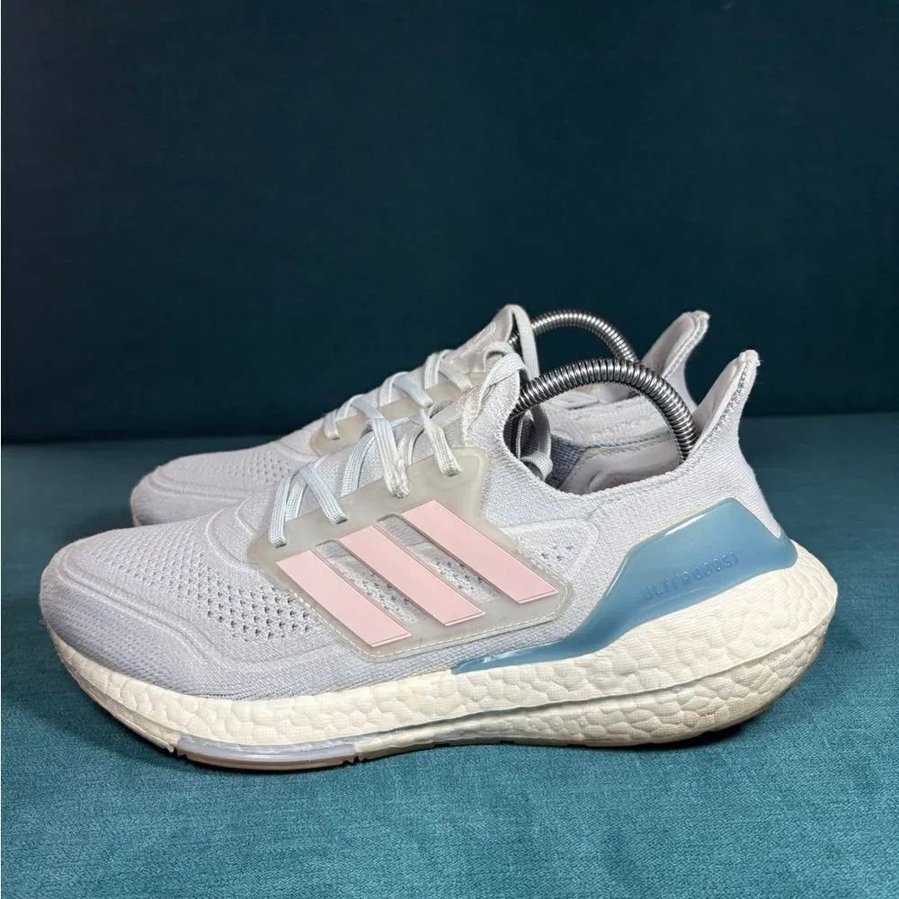 Adidas Ultraboost 21 Women's Running Shoes Sneakers Gray Blue Size 9.5
